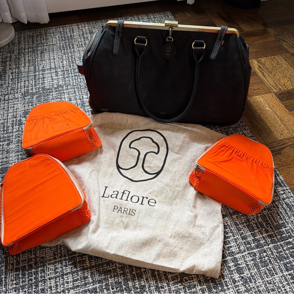 Laflore Trolala carryon luggage suitcase handbag cork w dust bag packing cubes